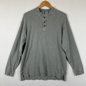 Duluth Trading Co Waffle Thermal Mock Henley Shirt Gray 15021 Men's Size L